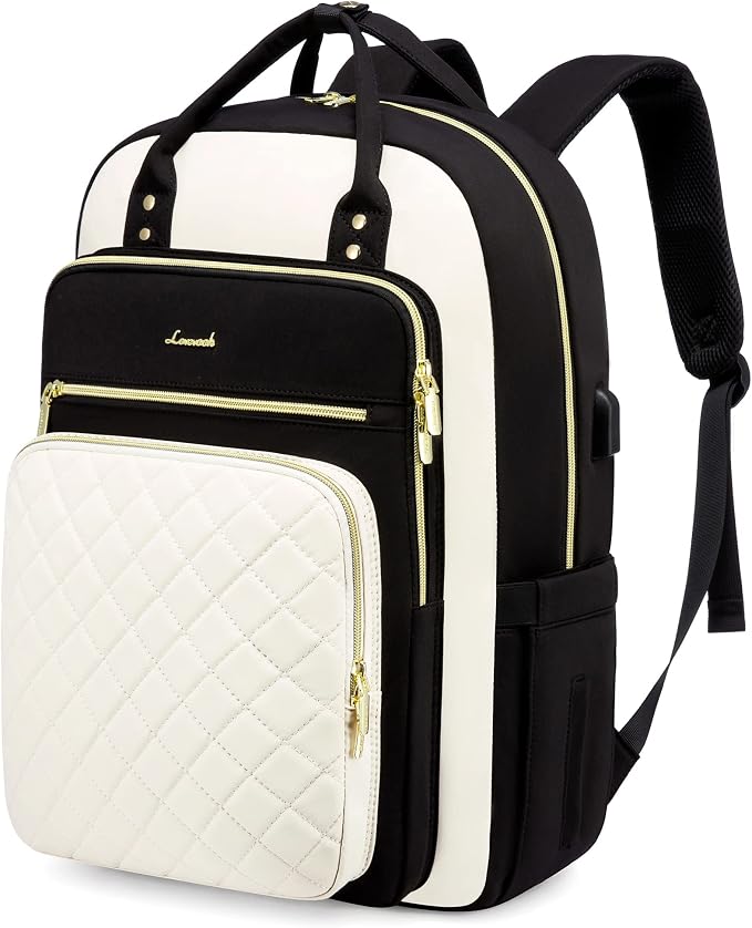 LOVEVOOK Laptop Backpack, D-black-beige, 19 x 13.3 x 7.9 in, 1.9 lbs, 30L by LOVEVOOK