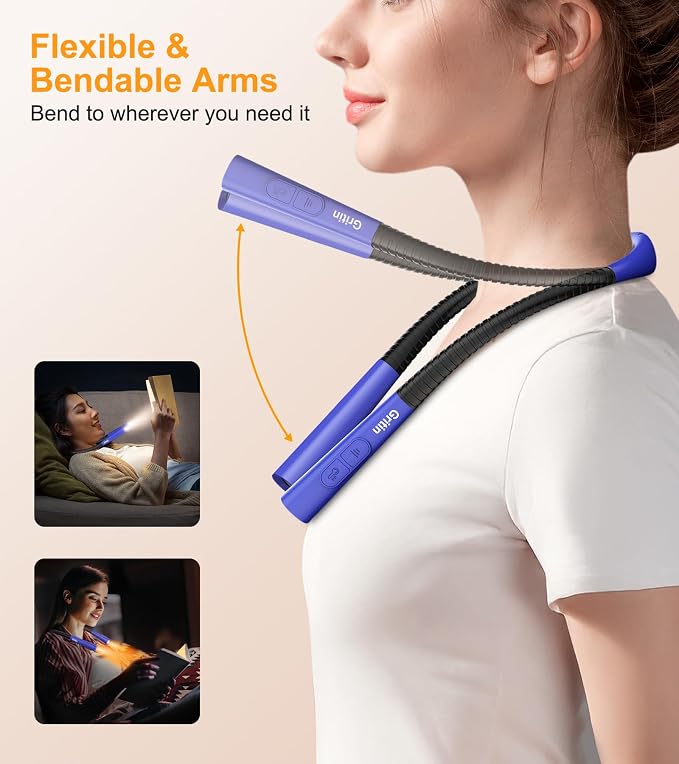 Gritin Book Light, Eye Caring 4-Color & 5-Brightness Neck Light Reading Light- - Image 6