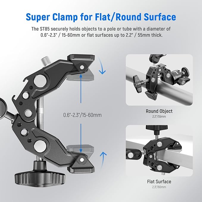 NEEWER Super Clamp with 3" Dual Ballhead Magic Arm, Ball Head Adapter, Cold Shoe - Image 2
