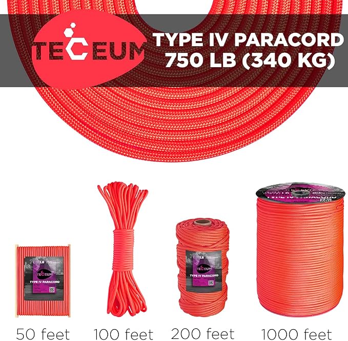 TECEUM 5/32" Paracord Rope 1000 – 1000ft / 200ft / 100ft / 50ft – Tactical - Image 9