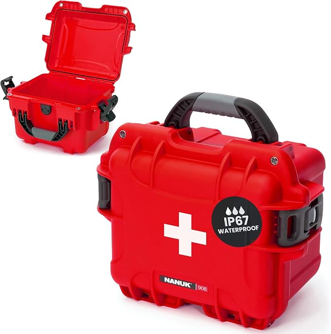 NANUK 908 Waterproof First Aid Box Empty – Durable, Medical First Aid Organizer by NANUK