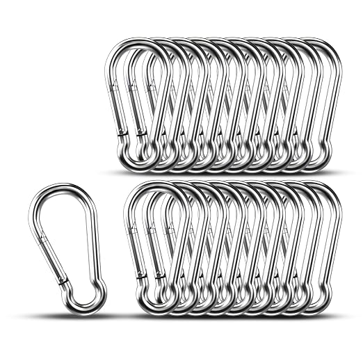 Carabiner Clip Hooks, 304 Stainless Steel Spring Snap Hook Fits Camping Hiking by KINLINK