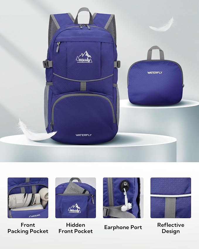 WATERFLY Hiking Packable Daypack Backpack: 25L Ultra Lightweight Day Pack - Image 3