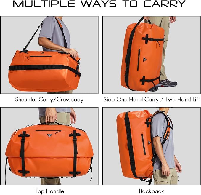 Haimont Large Waterproof Duffel Backpack Roll-Top Heavy Duty Dry Duffle Bag - Image 5