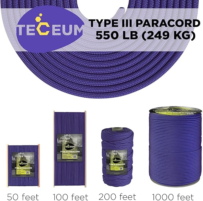 TECEUM Reflective Paracord Rope 1000 – 1000ft/200ft/100ft/50ft – 40+ Colors – - Image 9