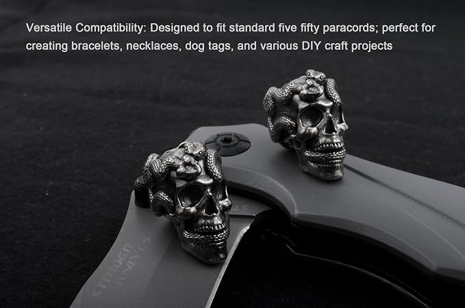 Skull Paracord Bead, 0.75x0.56x0.78 inches, - Image 8