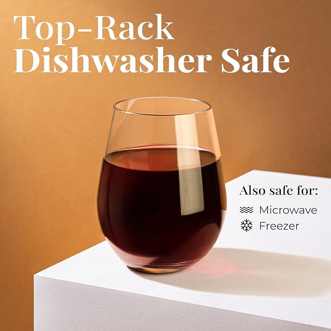 Vivocci Unbreakable Plastic Stemless Outdoor Wine Glasses 20 oz | Tritan Heavy - Image 4