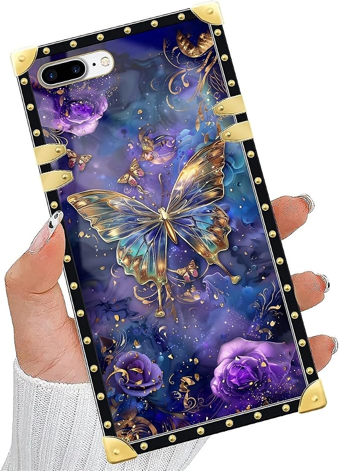 Compatible with iPhone 8 Plus 7 Plus Case, Glistening Golden Butterfly Vibrant - Image 5