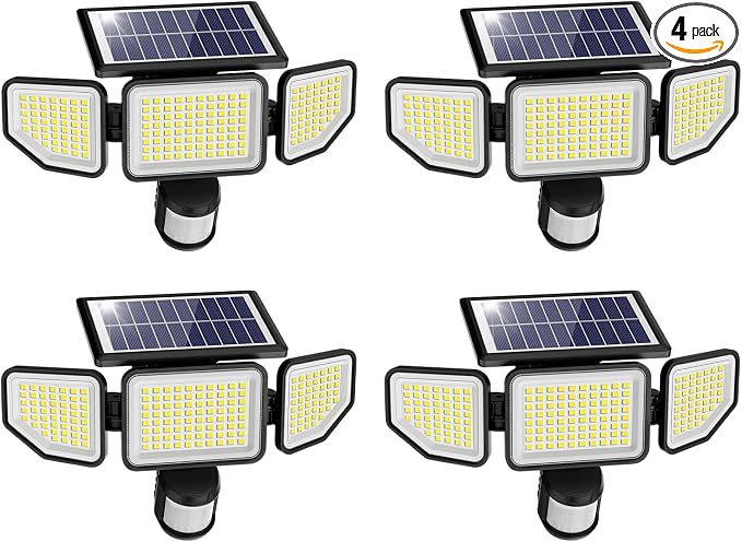 Onforu 4500LM Solar Lights Outdoor, 3 Heads Security Lights by Onforu
