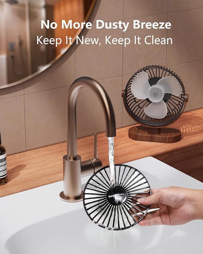 SWEETFULL 6.5 Inch USB Small Desk Fan, 3 Speeds Quiet Portable Desktop Table Fan - Image 4