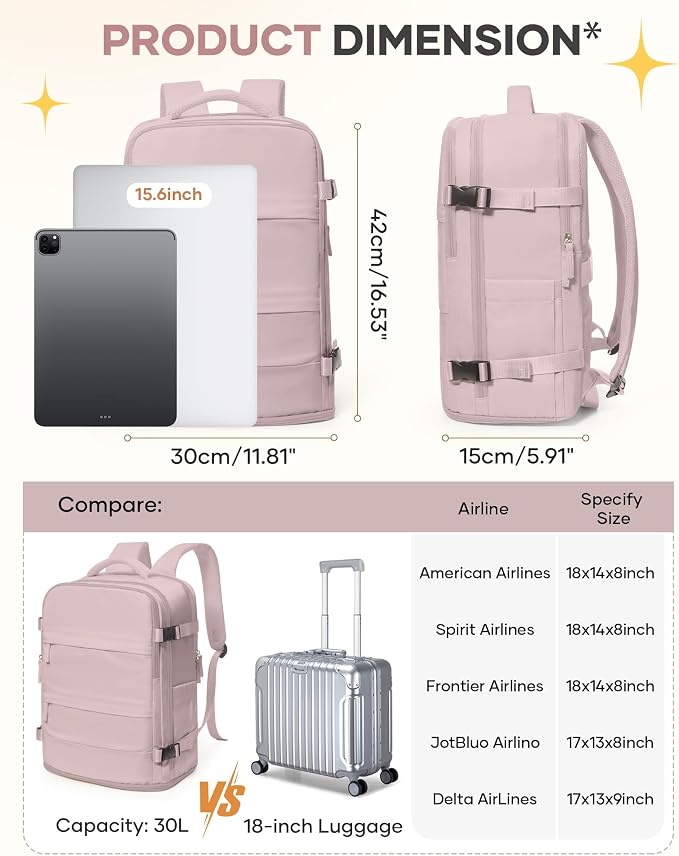 coofay Travel Backpack For Women Men Airline Approved Carry On Backpack Flight - Image 4