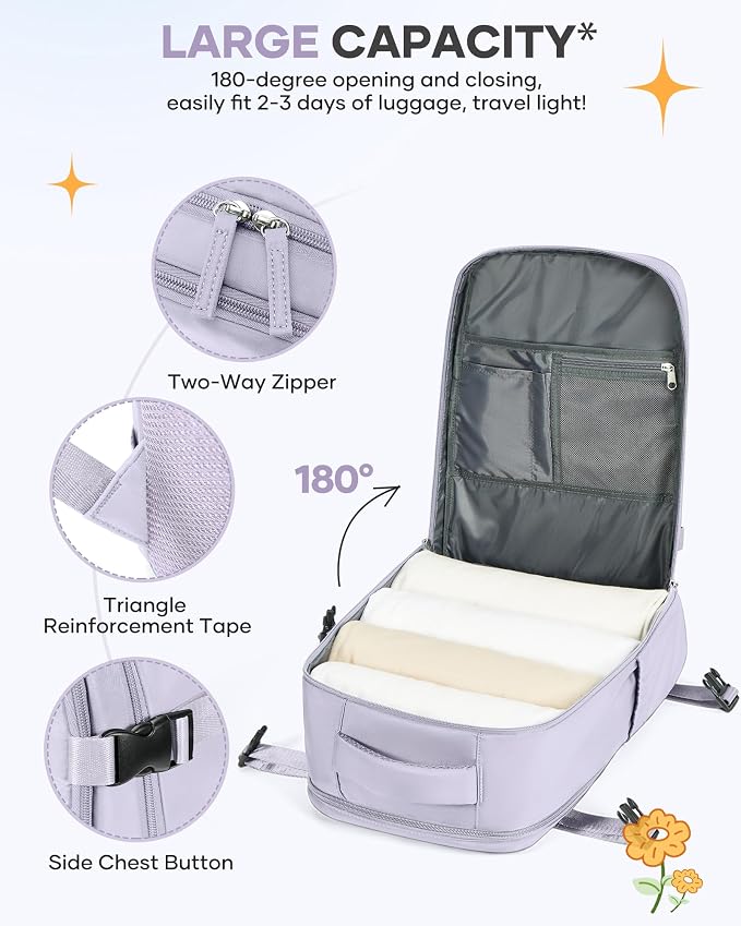 coofay Travel Backpack Carry On Flight Aapproved Personal Item Travel Bag - Image 5