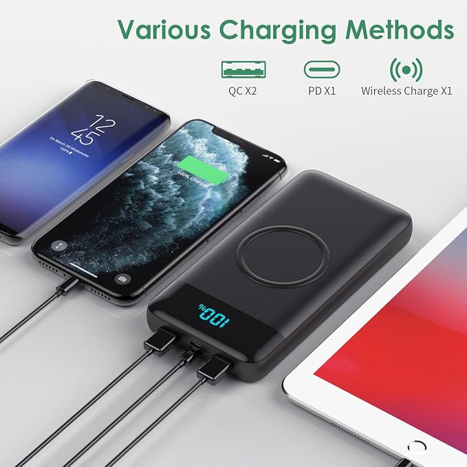 Wireless Portable Charger 30, 15W Wireless Charging USB C Power Bank, 25W PD QC - Image 5