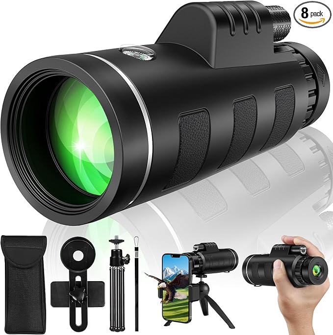 40x60 Monocular Telescope with Smartphone Adapter and Telescope Case High by YEGASS