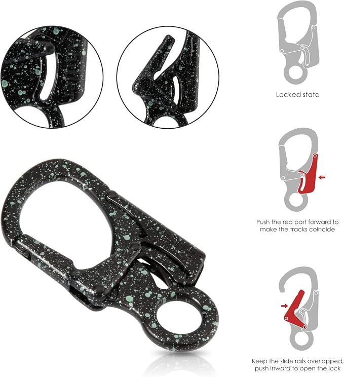 Ahiller Carabiner Clip, Double Anti-Misopening Locking Design, Key Ring Clip - Image 3