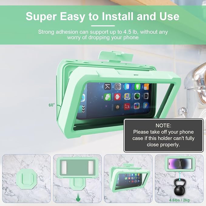 URROY Shower Phone Holder Waterproof, 360° Rotation Shower Phone Case, Anti-Fog - Image 5