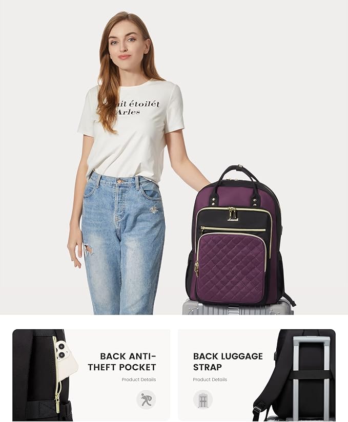 LOVEVOOK Laptop Backpack Purse for Women, Water Resistant Lightweight Daypacks - Image 4
