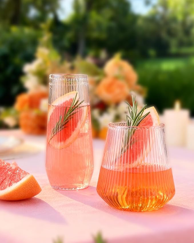 BESTSTAR 48 Pack Disposable Ribbed Origami Ripple Plastic Glasses Set - Image 6