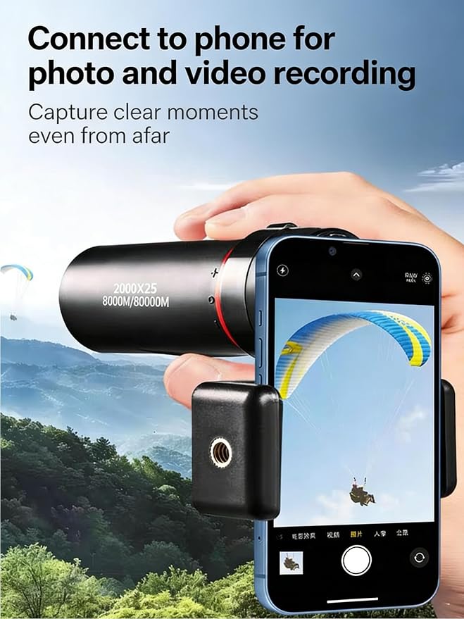 Mini Monocular Telescope with Phone Adapter, 25X Magnification Portable Single - Image 7