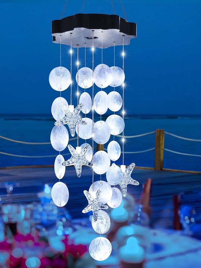 Toodour Solar Wind Chimes for Outside, Shells Light Gifts for Mom Grandma Women by Toodour
