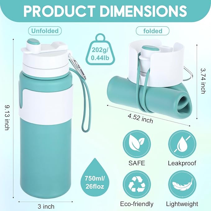 LemonRoad 4 Pcs 26 oz Silicone Collapsible Water Bottle, Portable Foldable - Image 2