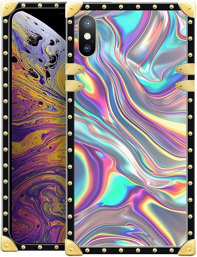 Compatible with iPhone XR Case, Holographic Abstract Iridescent Textures Luxury by Unknown