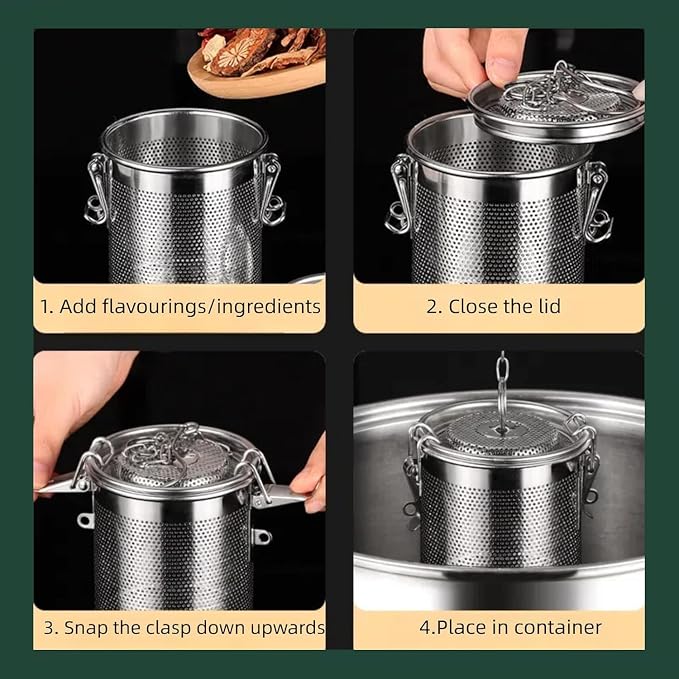 Stainless steel cylindrical seasoning filter, Mesh Design Tea Ball Strainer - Image 3