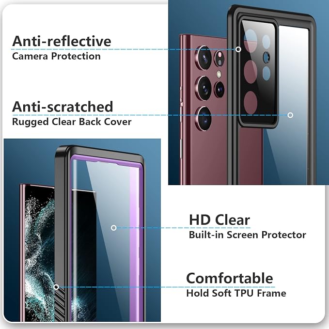 SPIDERCASE Designed for Samsung Galaxy S22 Ultra Case, Waterproof Built-in - Image 4