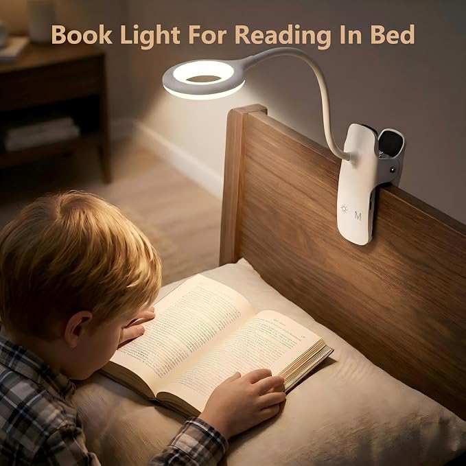 Reading Light, 28 LEDs Rechargeable Clip on Lamp, 3 Color x 3 Brightness Clip - Image 6
