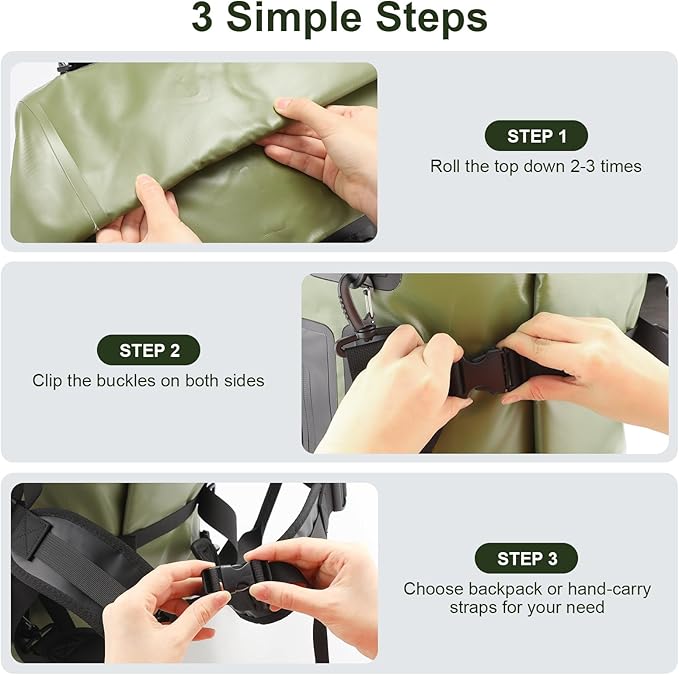 Waterproof Duffel Bag, 70L Large Motorcycle Dry Backpack, Heavy-Duty Roll Top - Image 4