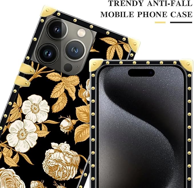 Compatible with iPhone 16 Pro Max Case, Blooming Rose Golden Flower Luxury - Image 4
