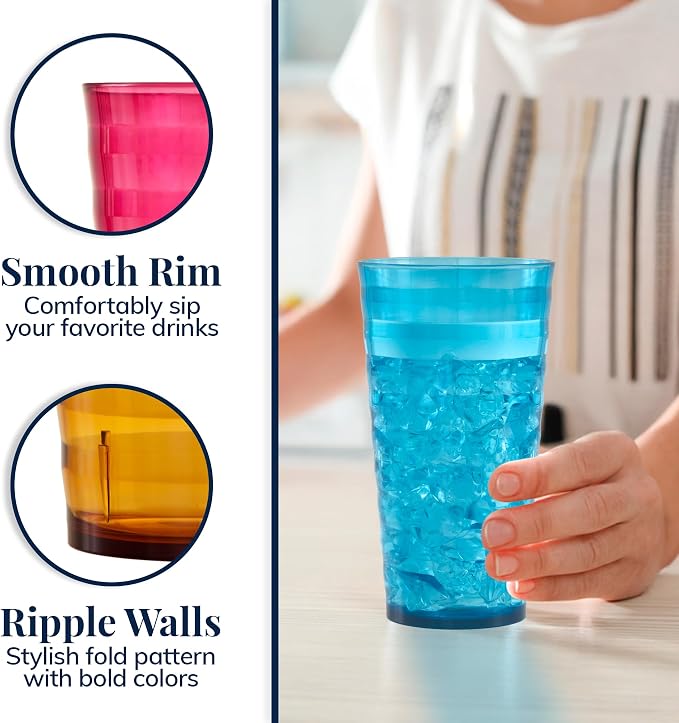 US Acrylic Splash 18 ounce Plastic Stackable Water Tumblers in Jewel Tone - Image 4