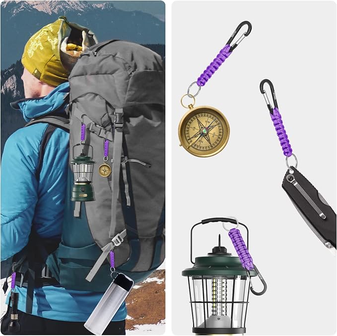 EOTW Paracord Keychain for Men Women Paracord Carabiner Backpack Keychain - Image 2