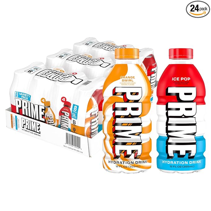 PRIME Hydration Ice Pop & Orange Swirl Sports Drinks by DrinkPrime