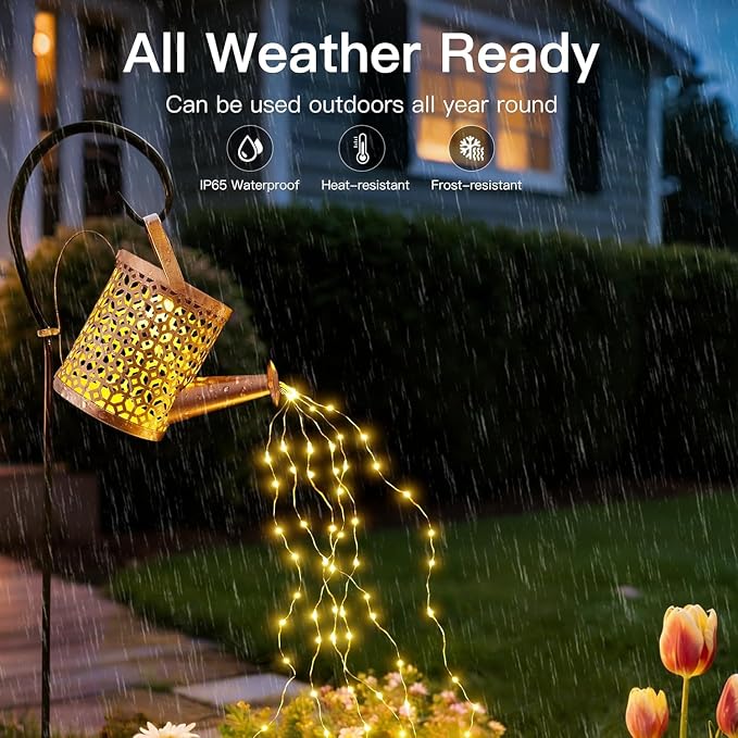 Ollny Solar Watering Can with Cascading Lights Outdoor Garden Decor, Birthday - Image 8