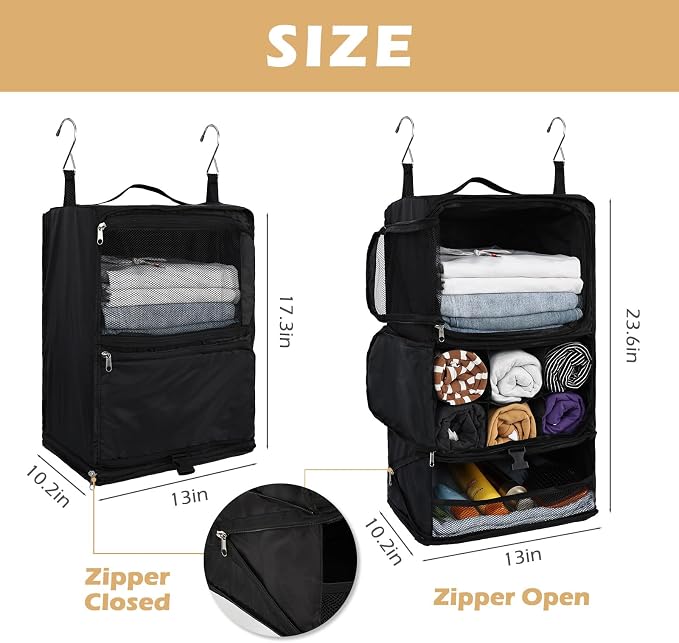 Surblue Hanging Shelves Travel Storage Bag Compression Packing Cube - Image 5