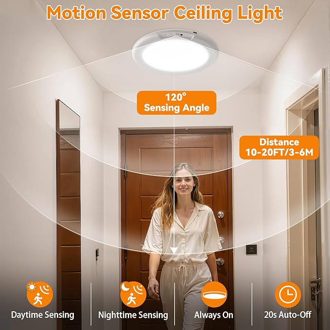 KYEKIO Rechargeable Ceiling Light 2Pack, 3 Color Magnetic Shower Lights - Image 4