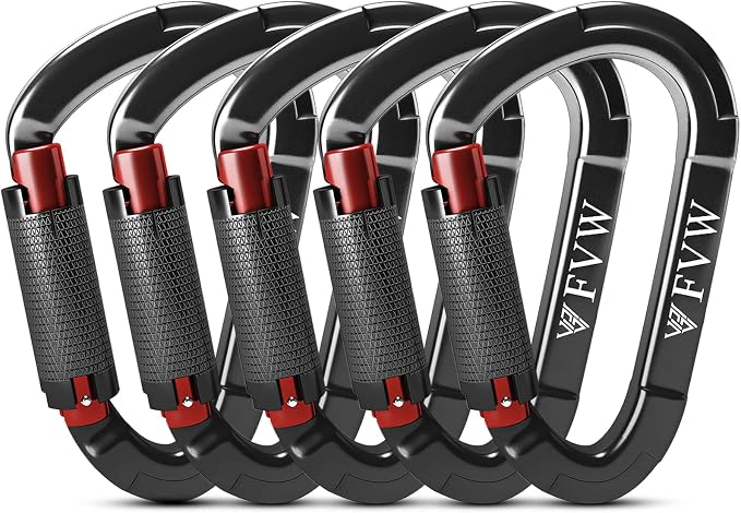 FVW Auto Locking Rock Climbing Carabiner Clips, Professional 25KN Heavy Duty by FVWELECTRICLUNCHBOX