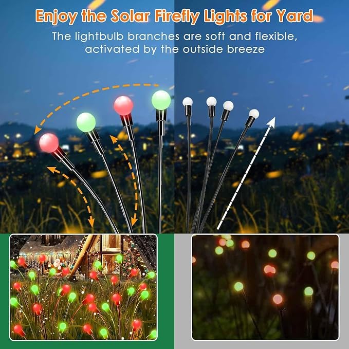 OZS 6Pack Total 48LED Solar Garden Lights Christmas Fairy Outdoor - Image 5