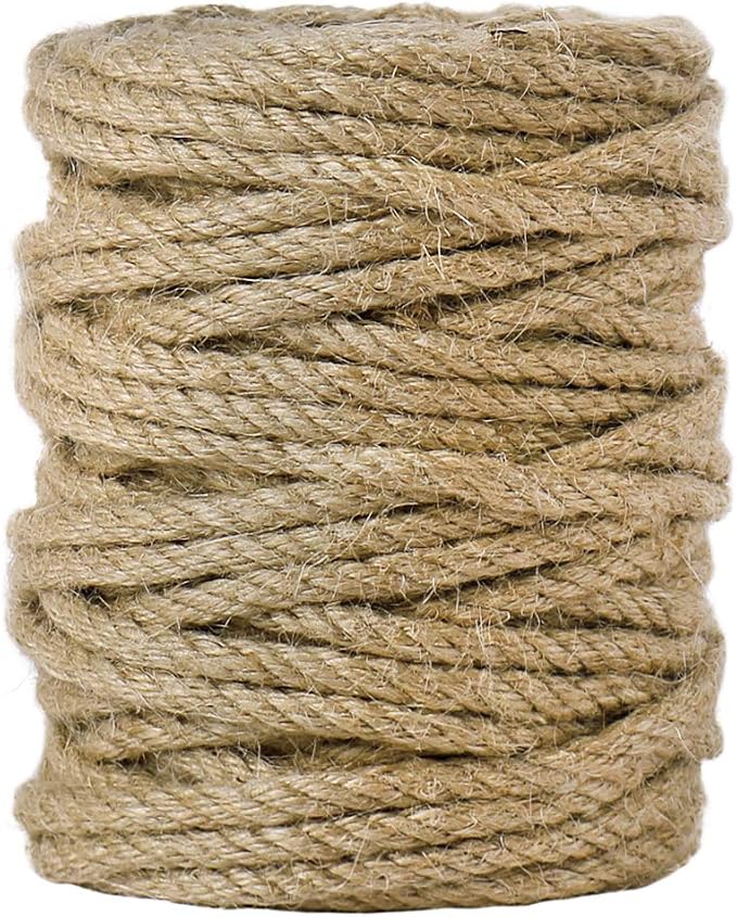Tenn Well 5mm Jute Rope, 100 Feet 4Ply Twisted Heavy Duty and Thick Twine Rope by TennWell