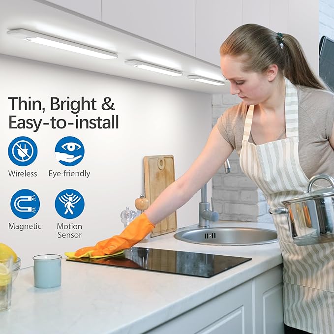 Motion Sensor Under Cabinet Lights, Magnetic Rechargeable Under Counter Closet - Image 5
