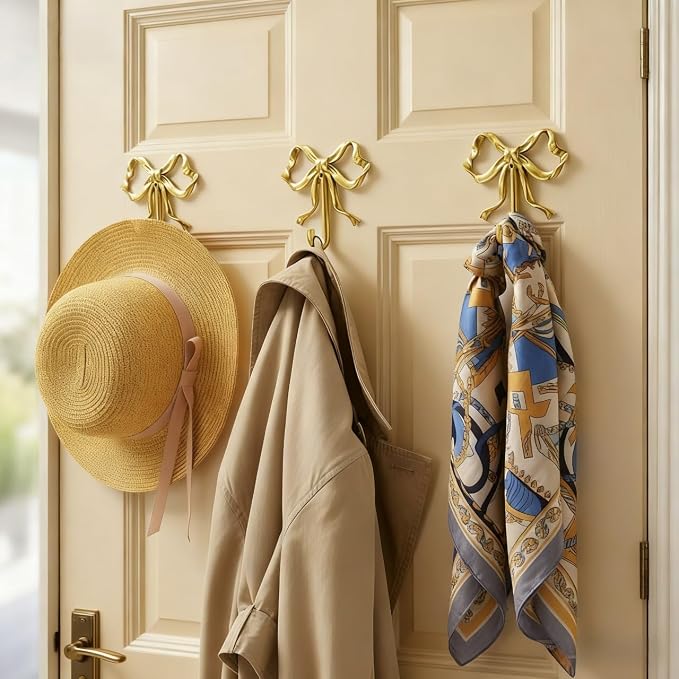 2 Pcs Gold Bow Wall Hooks - Image 3