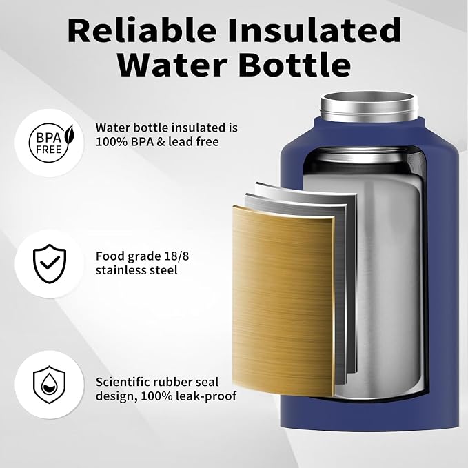 WATERSY 2/3 Gallon Water Bottle Insulated, BPA Free&Leak Proof, 87oz Stainless - Image 3