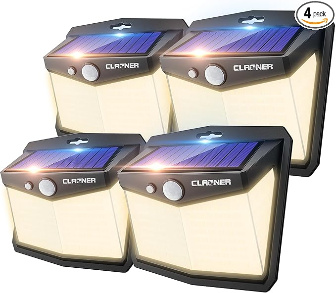 CLAONER Solar Lights Outdoor, Solar Motion Sensor Lights 3 Working Modes by Claoner