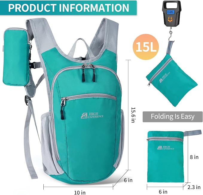 Hiking Backpack 10L/15L Small Daypack Lightweight Packable Travel Foldable - Image 3
