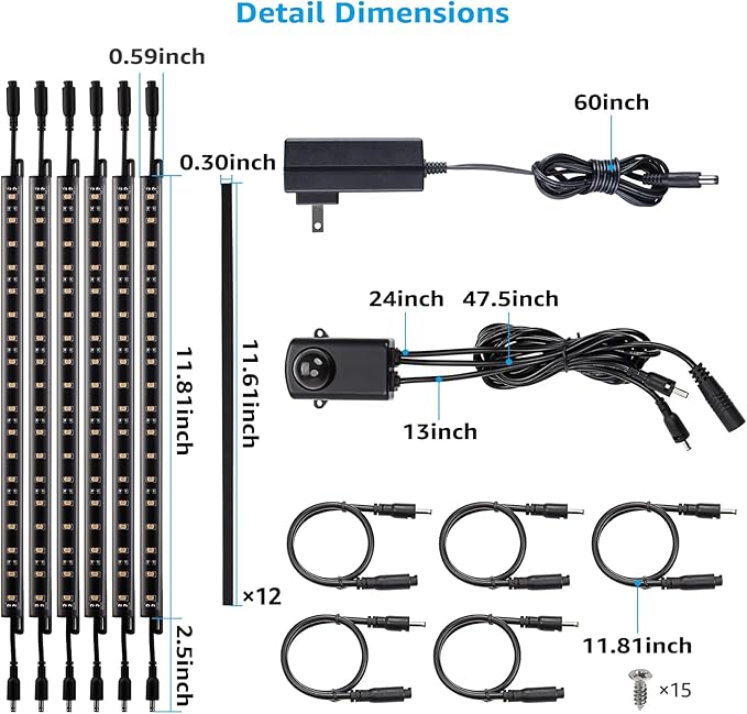 TORCHSTAR LED Safe Lighting Kit, 12 Inch Linkable Light Bars + Motion Sensor + - Image 6