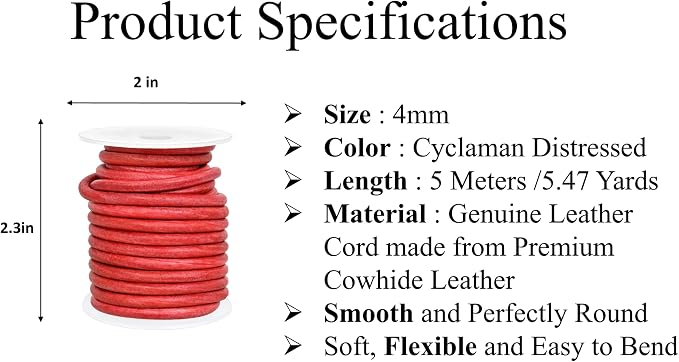 GENIQUE Real/Genuine Round Leather String Cord - Image 2