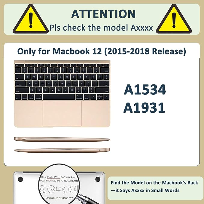 Hard Shell for MacBook 12 inch Case Retina 2015 2016 2017 Release, Plastic - Image 2