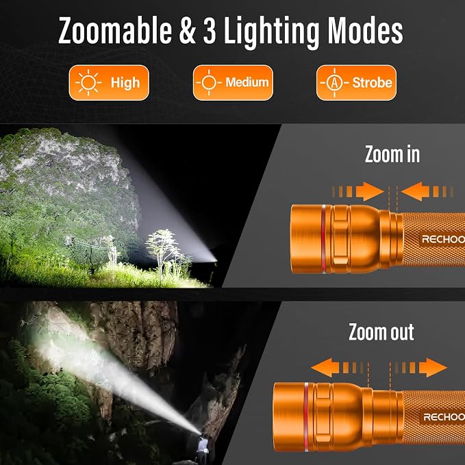 Rechargeable Flashlights High Lumens, G1000 Super Bright Flash Light Orange - Image 3