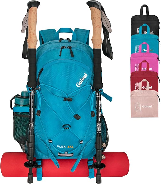 Goloni 45L Hiking Backpack Lightweight Foldable, Waterproof Camping Backpack by GoloniYourStyleYourRule